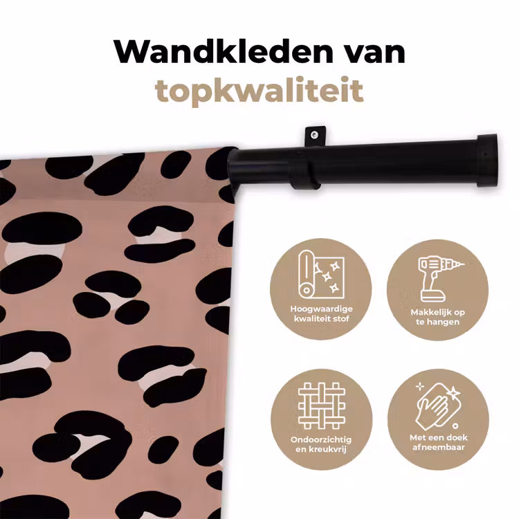 Wandkleed - Luipaard - Vlekken - Beige - Roze — 3