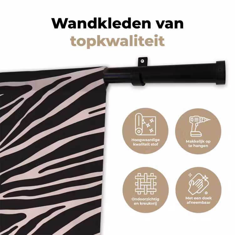 Wandkleed - Zebra - Zwart - Roze — 3