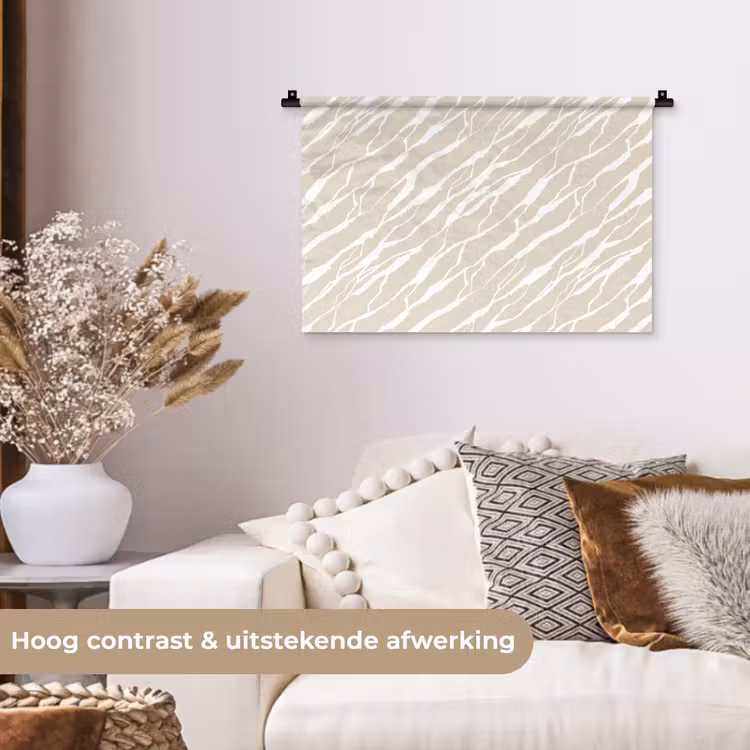 Wandkleed - Beige - Wit - Patroon - Structuur — 4