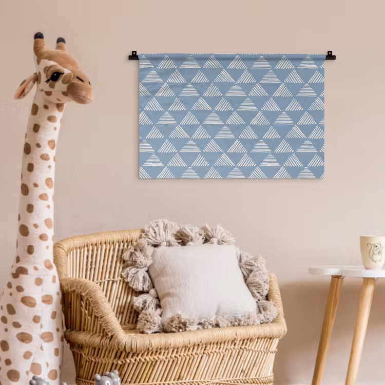 Wandkleed - Driehoek - Blauw - Patroon - Strepen — 5
