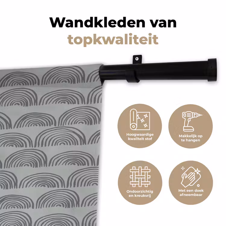 Wandkleed - Grijs - Bogen - Patroon — 3