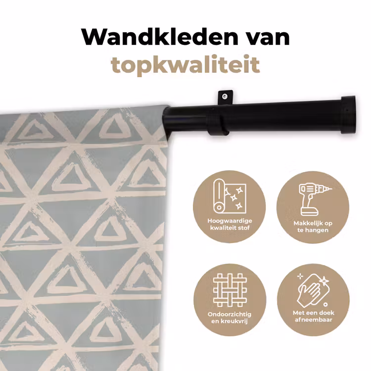 Wandkleed - Patroon - Driehoek - Blauw - Grijs — 3
