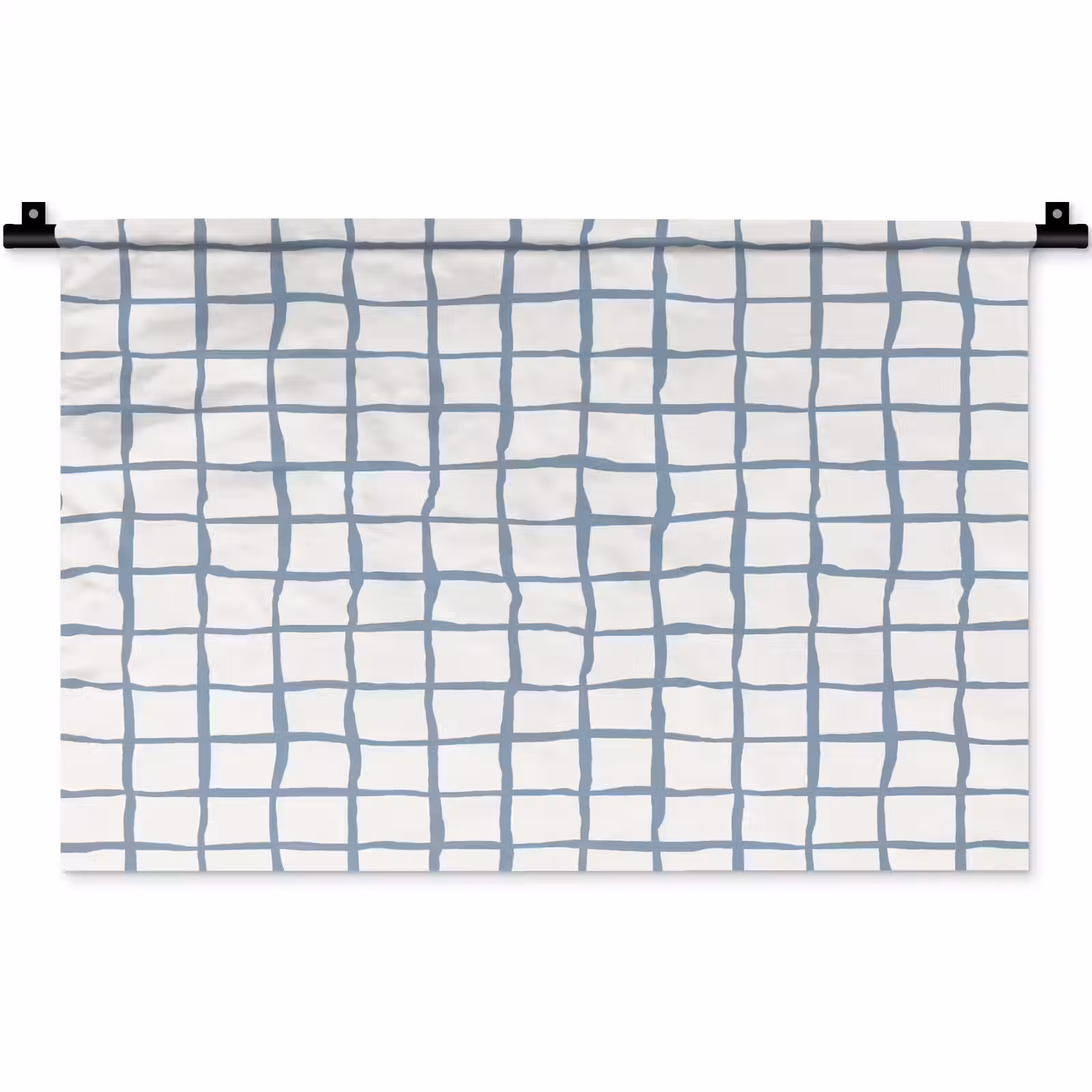 Wandkleed - Patroon - Raster - Blauw - Grijs — 1