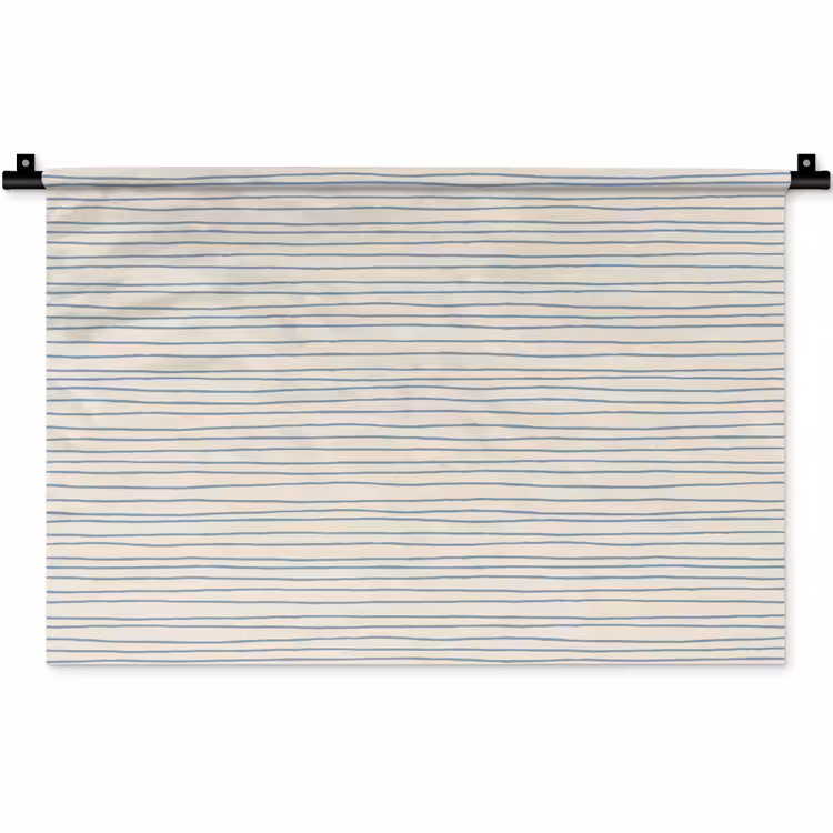 Wandkleed - Blauw - Strepen - Beige — 1