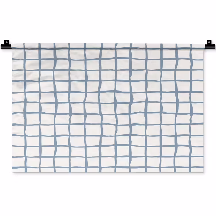 Wandkleed - Patroon - Raster - Blauw - Grijs — 1