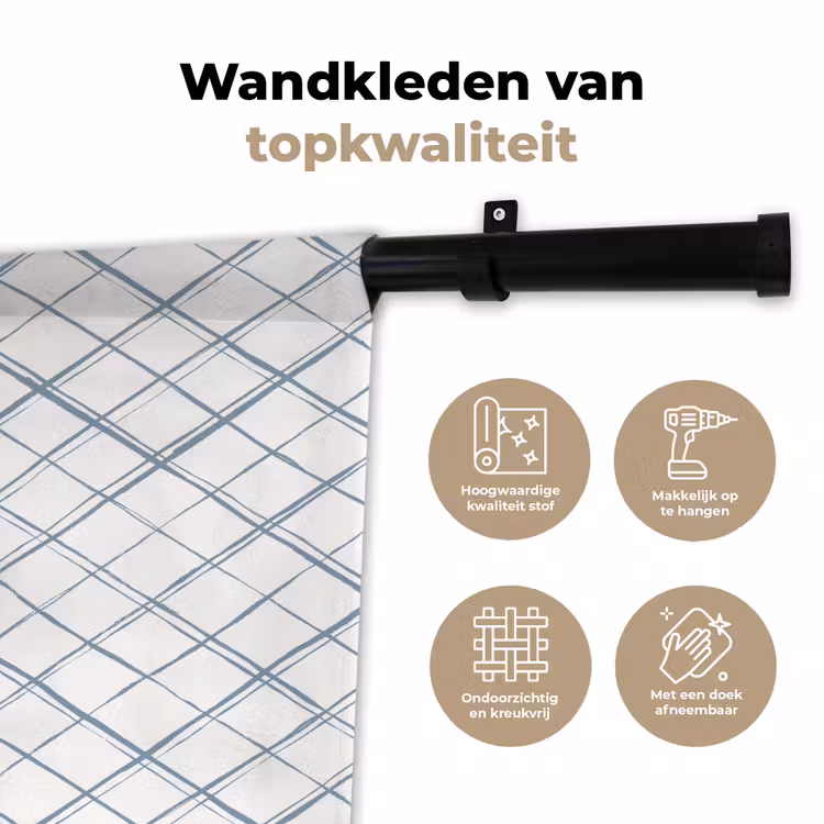 Wandkleed - Raster - Blauw - Patroon — 3
