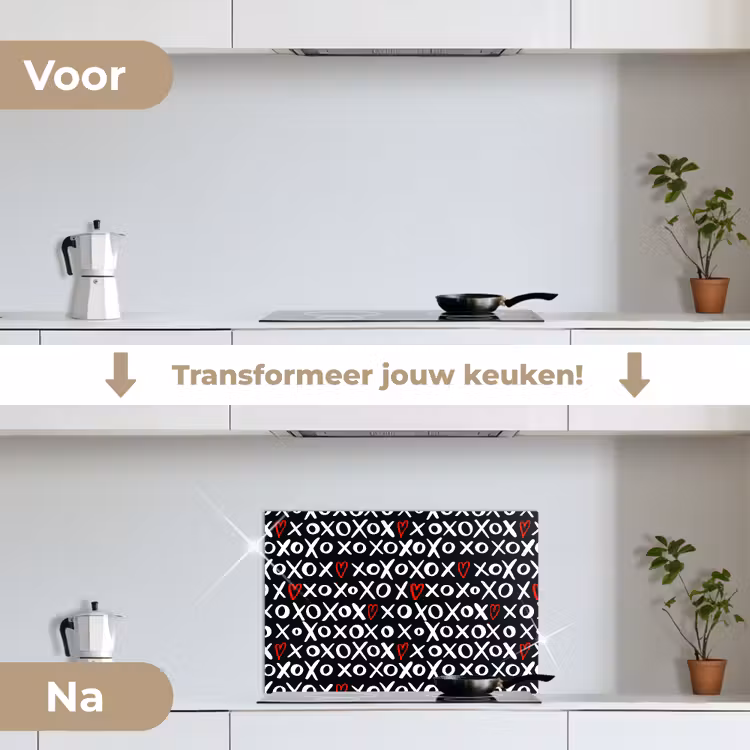Spatscherm keuken - Tekens - Wit - Zwart — 2