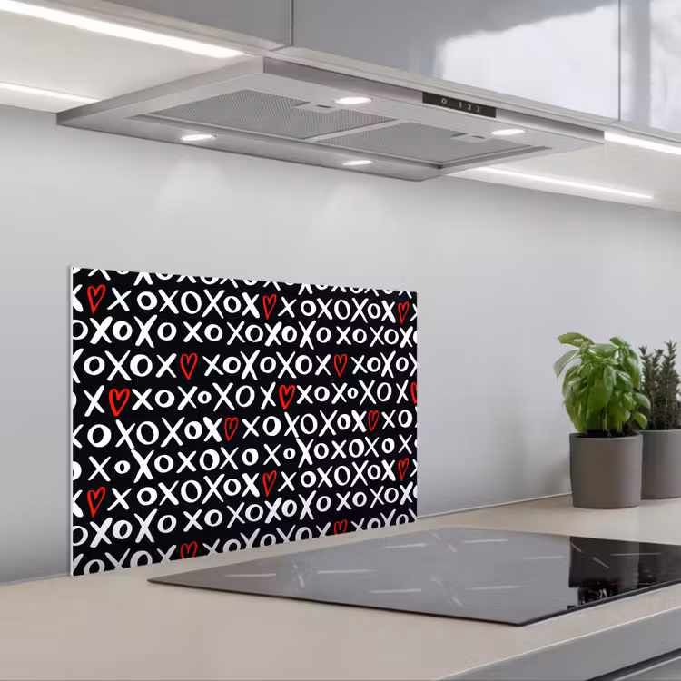 Spatscherm keuken - Tekens - Wit - Zwart — 4
