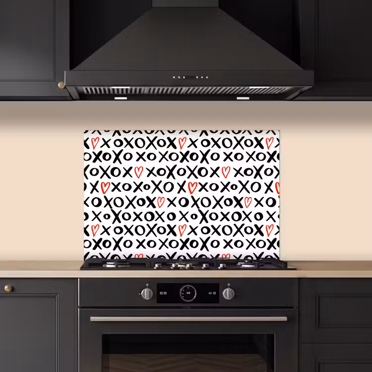 Spatscherm keuken - Tekens - Harten - Rood — 1
