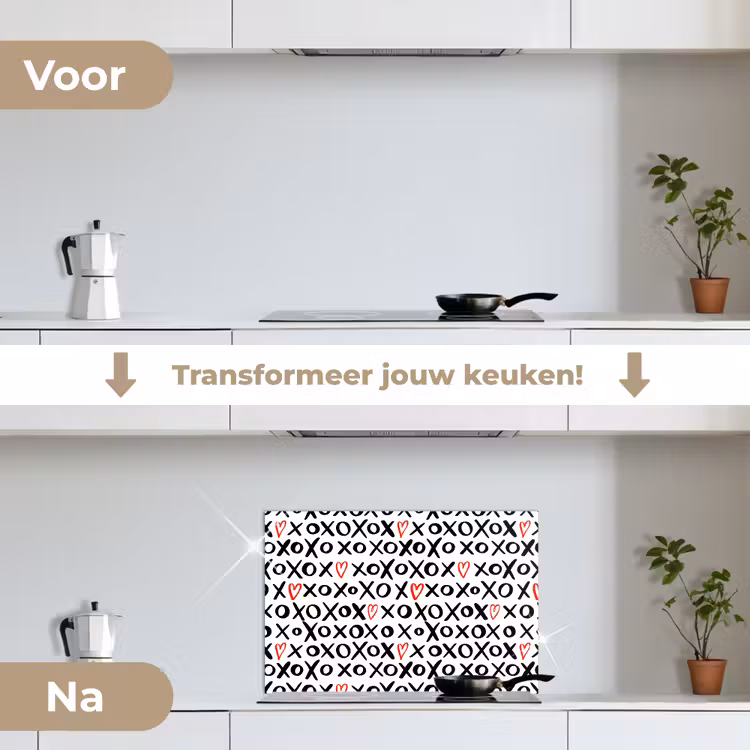 Spatscherm keuken - Tekens - Harten - Rood — 2