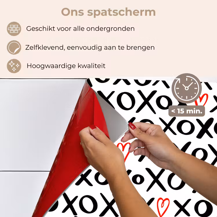 Spatscherm keuken - Tekens - Harten - Rood — 3