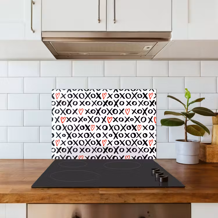 Spatscherm keuken - Tekens - Harten - Rood — 5