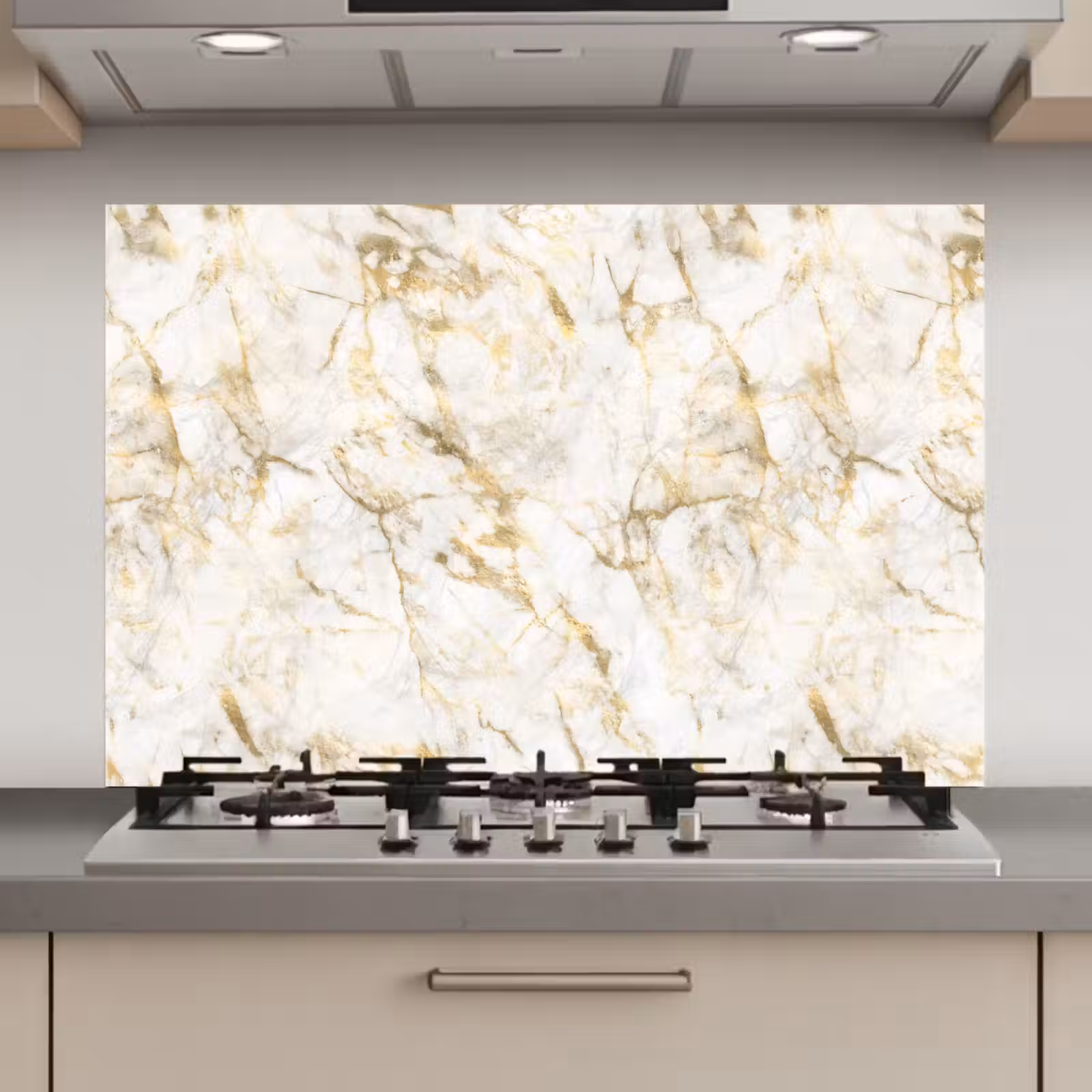 Spatscherm keuken - Goud - Licht - Nerf - Marmer — 1