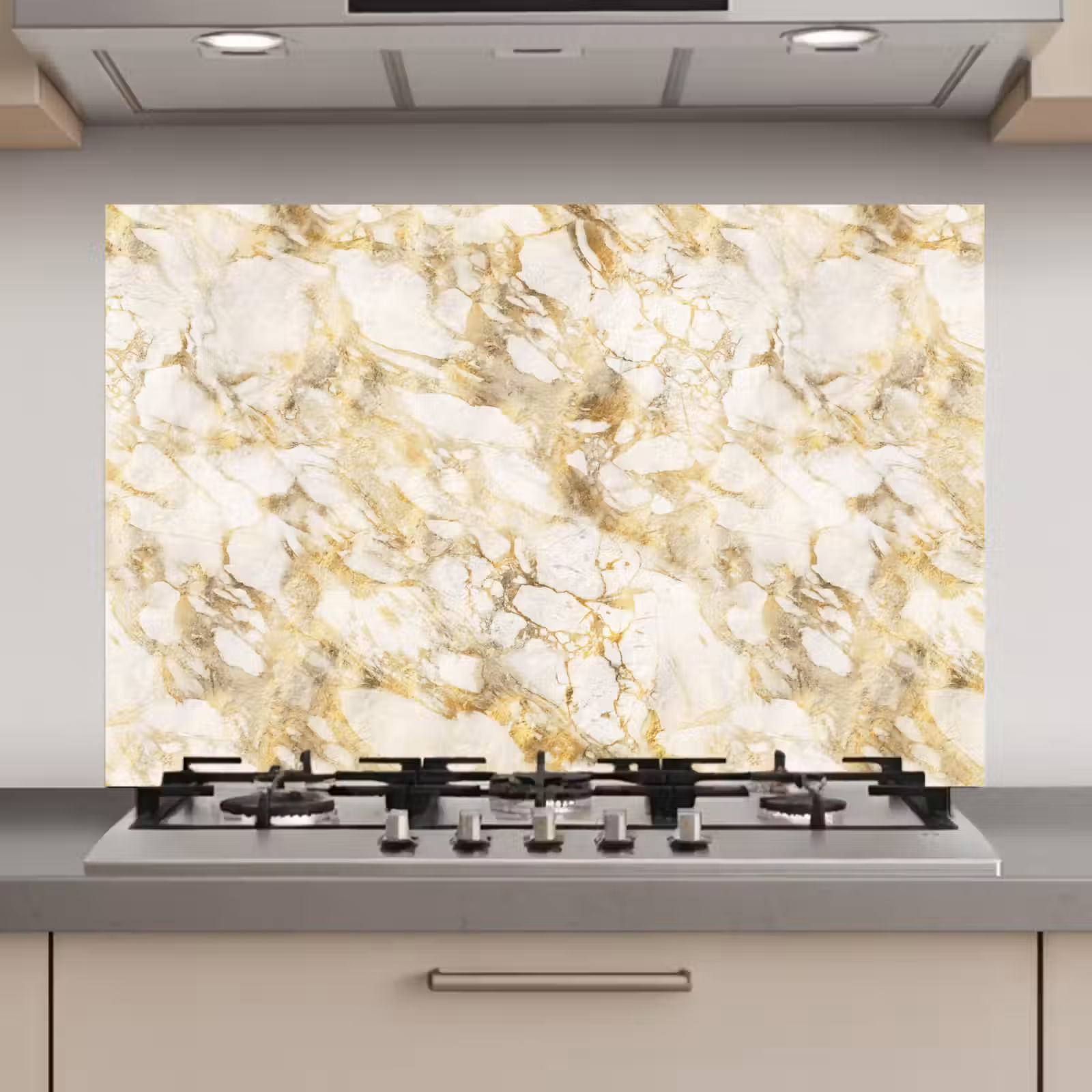 Spatscherm keuken - Warm - Gouden - Marmer - Patroon — 1