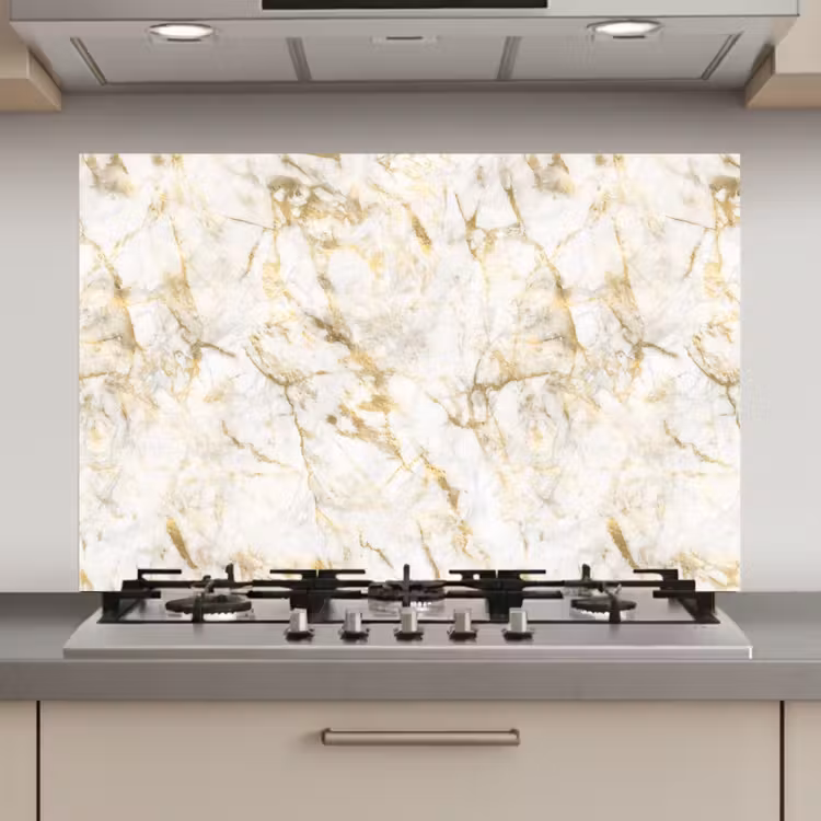 Spatscherm keuken - Goud - Licht - Nerf - Marmer — 1