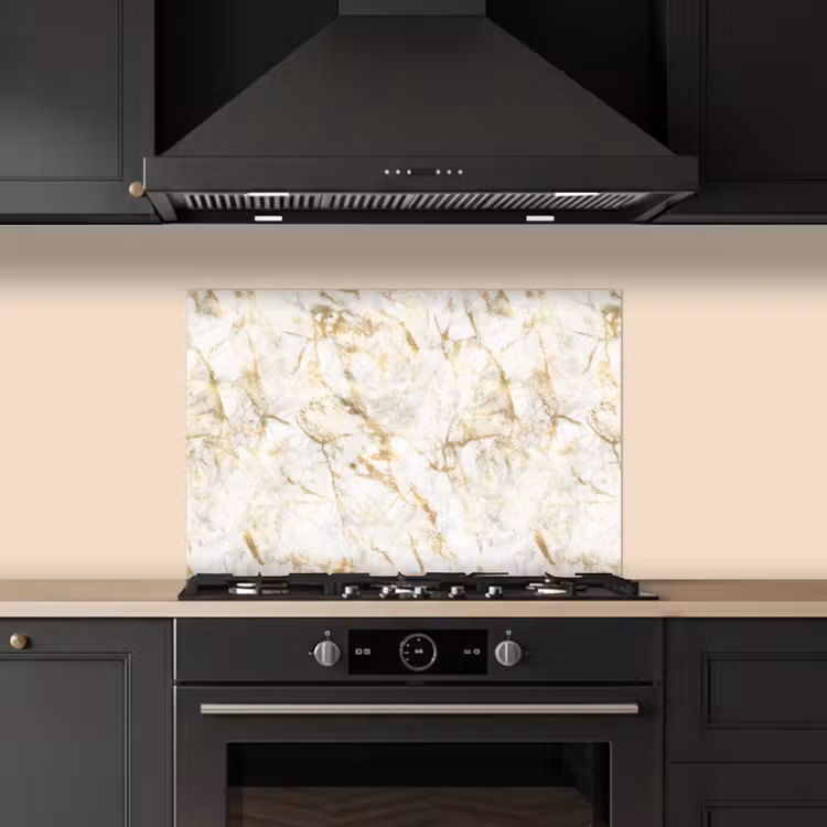 Spatscherm keuken - Goud - Licht - Nerf - Marmer — 2
