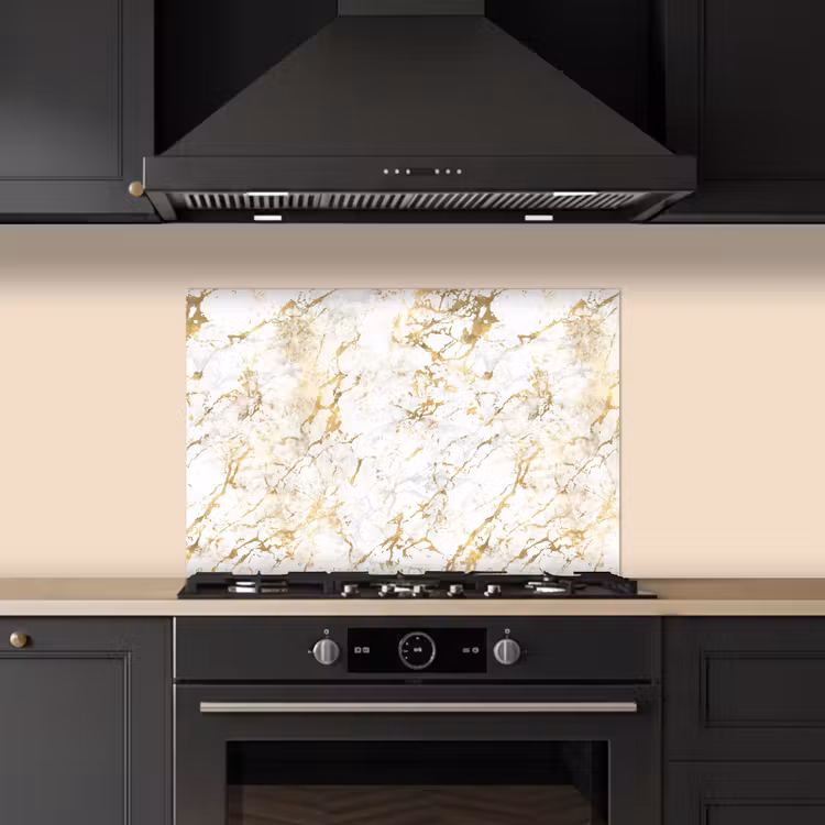 Spatscherm keuken - Goudspatten - Wit - Marmer — 2