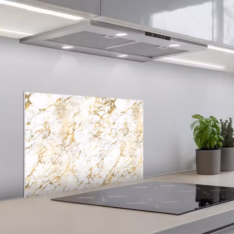Spatscherm keuken - Goudspatten - Wit - Marmer — 5
