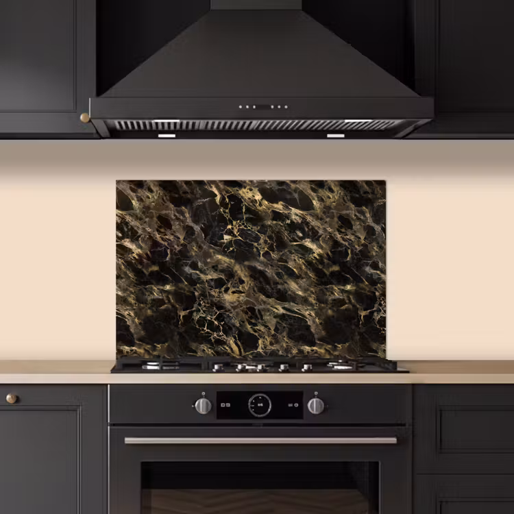 Spatscherm keuken - Kristal - Goud - Zwart - Marmer — 2