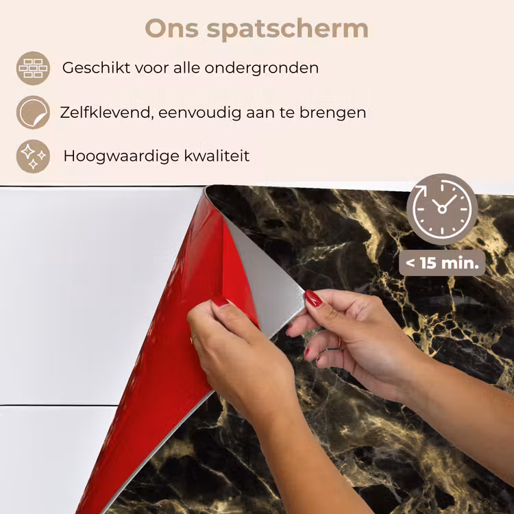 Spatscherm keuken - Kristal - Goud - Zwart - Marmer — 4
