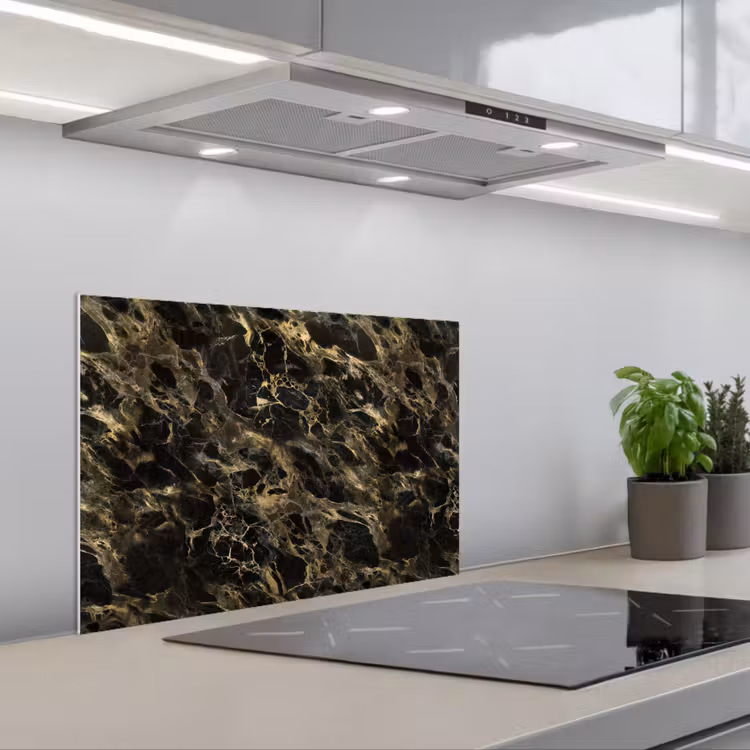 Spatscherm keuken - Kristal - Goud - Zwart - Marmer — 5