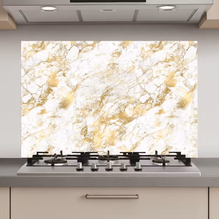Spatscherm keuken - Marmer - Goud - Structuur — 1