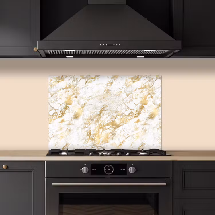 Spatscherm keuken - Marmer - Goud - Structuur — 2