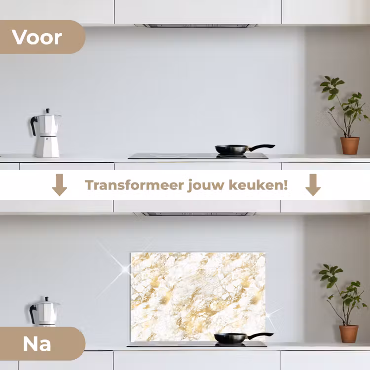 Spatscherm keuken - Marmer - Goud - Structuur — 3