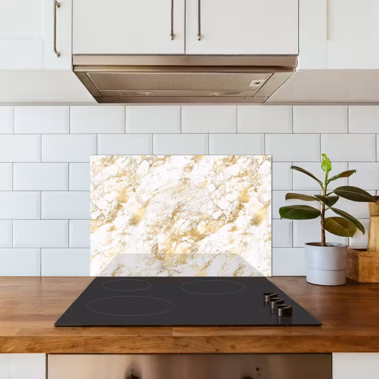 Spatscherm keuken - Marmer - Goud - Structuur — 6