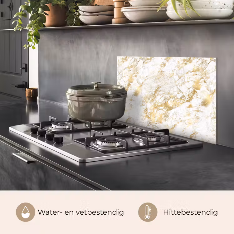 Spatscherm keuken - Marmer - Goud - Structuur — 7