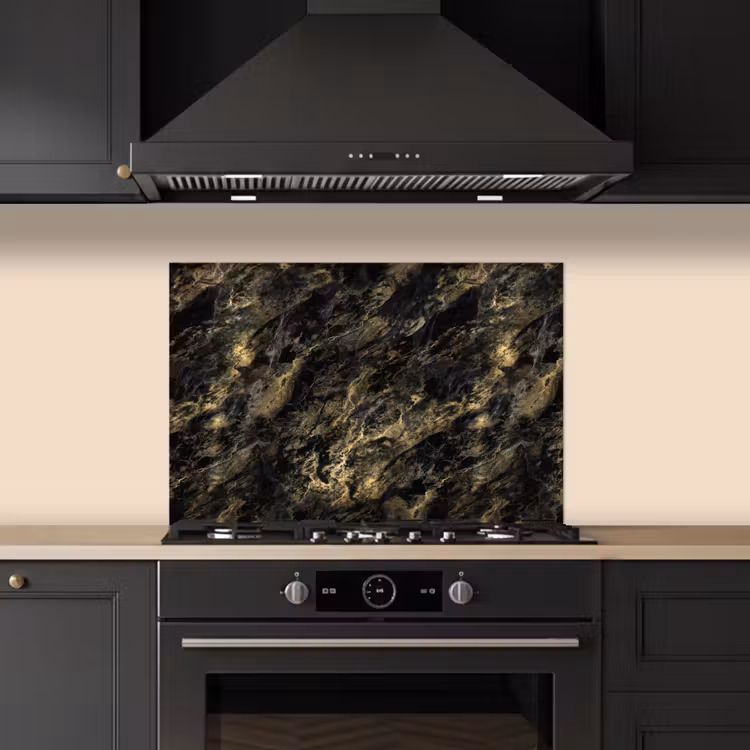 Spatscherm keuken - Marmer - Zwart - Goud — 2