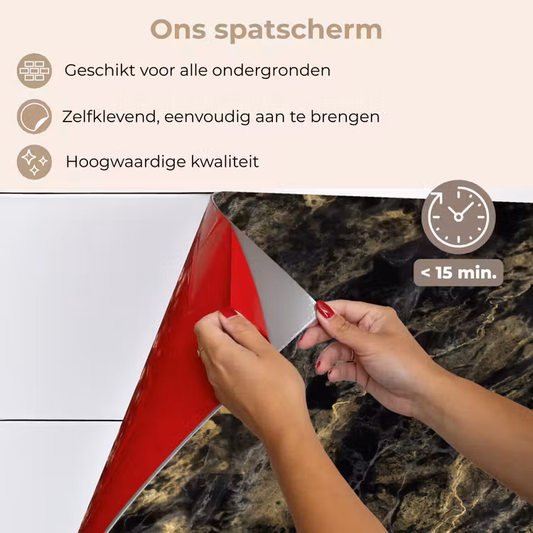 Spatscherm keuken - Marmer - Zwart - Goud — 4