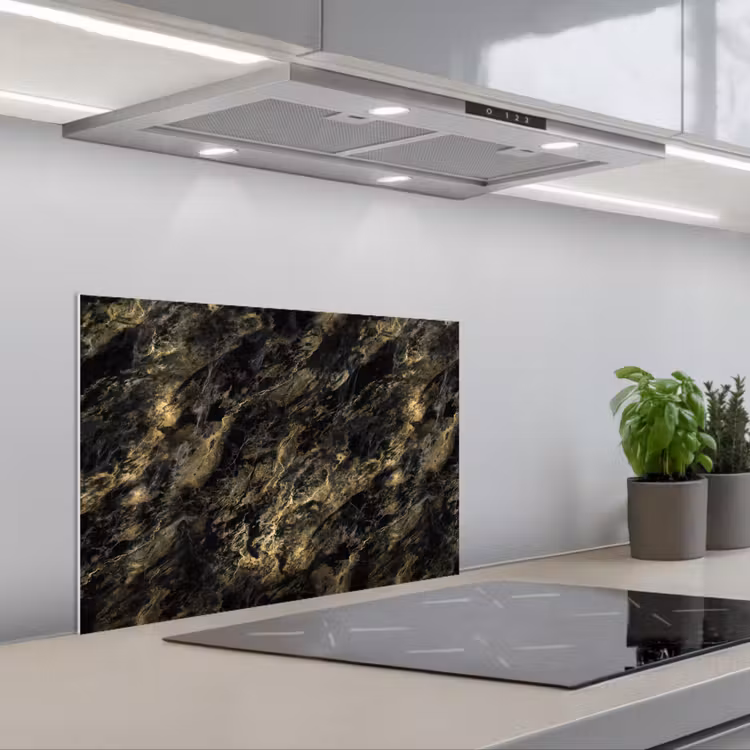 Spatscherm keuken - Marmer - Zwart - Goud — 5
