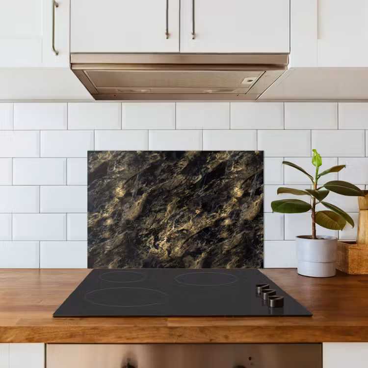 Spatscherm keuken - Marmer - Zwart - Goud — 6