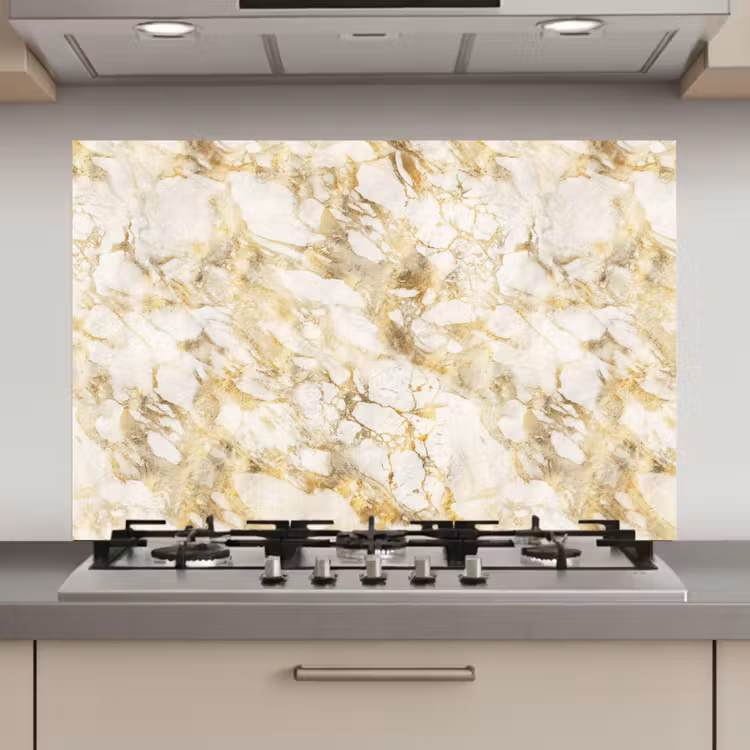 Spatscherm keuken - Warm - Gouden - Marmer - Patroon — 1