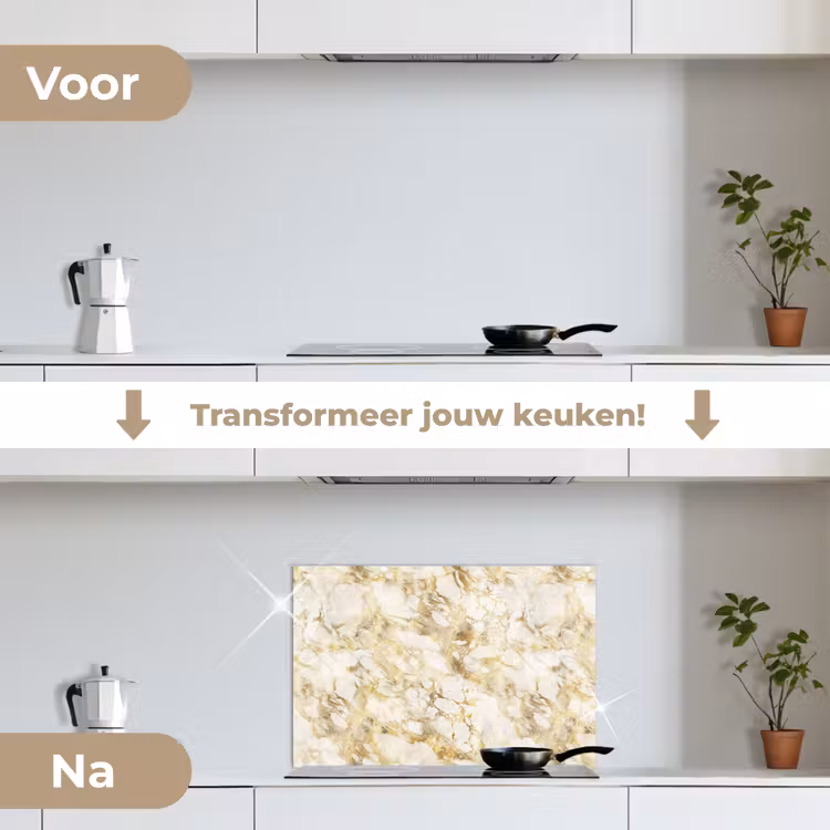Spatscherm keuken - Warm - Gouden - Marmer - Patroon — 3