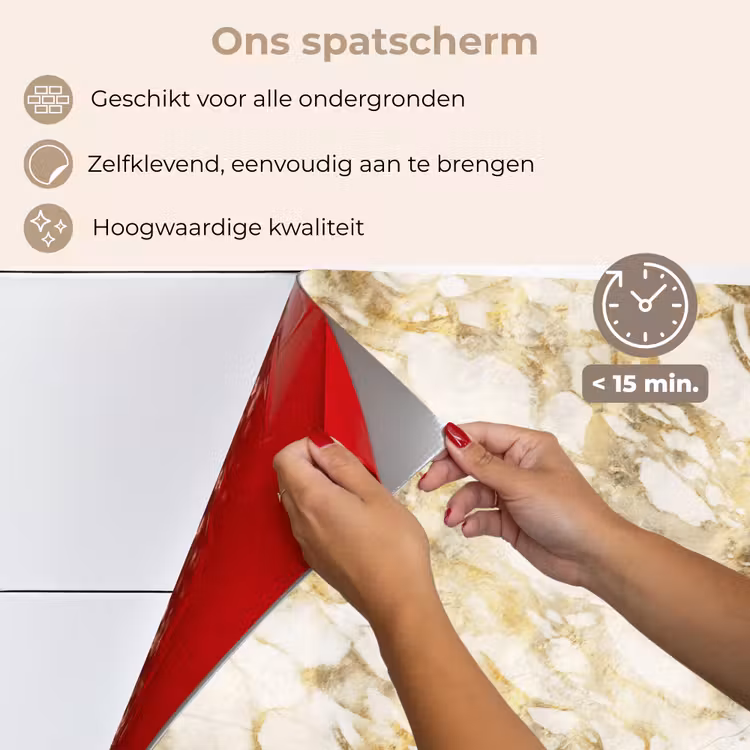 Spatscherm keuken - Warm - Gouden - Marmer - Patroon — 4