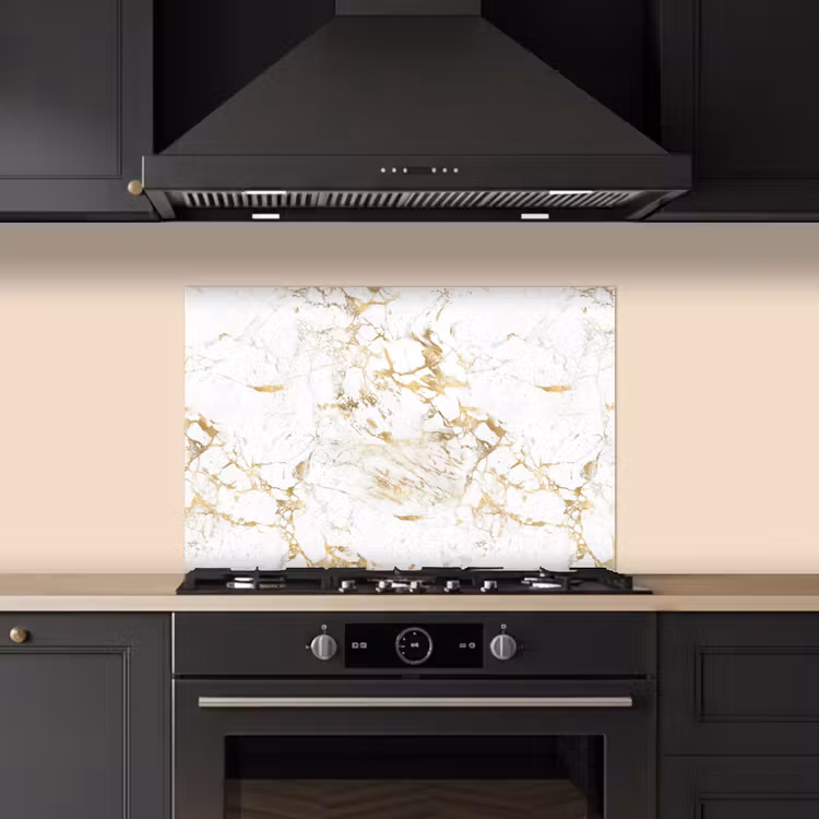 Spatscherm keuken - Wit - Marmer - Luxe - Goud — 2