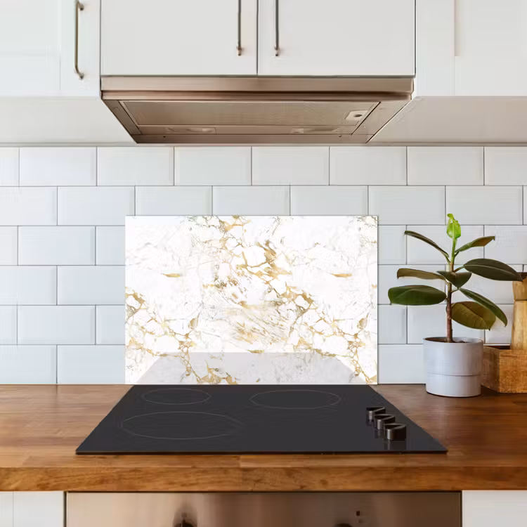 Spatscherm keuken - Wit - Marmer - Luxe - Goud — 6