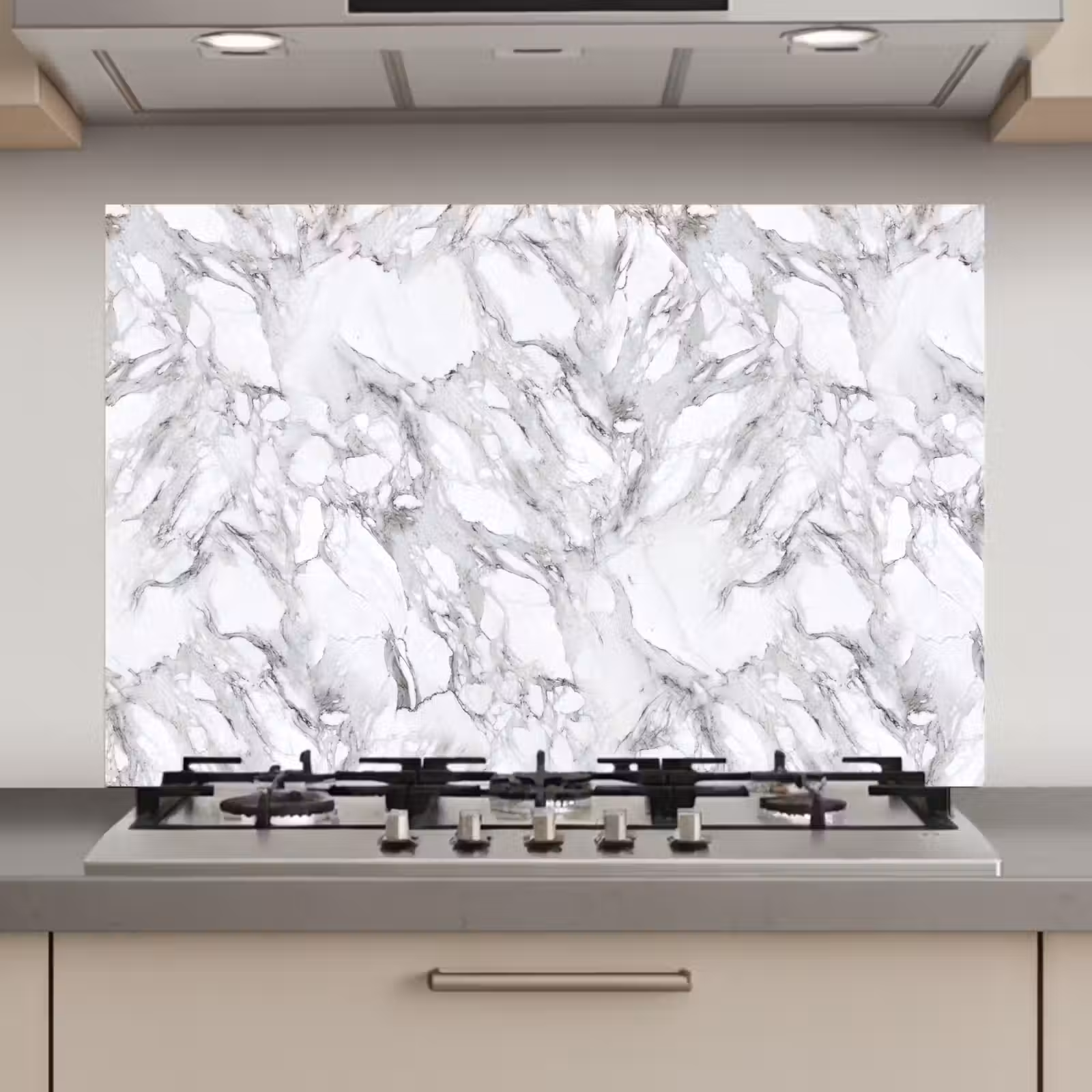 Spatscherm keuken - Marmer - Gelaagd - Brekend - Grijsstructuur — 1