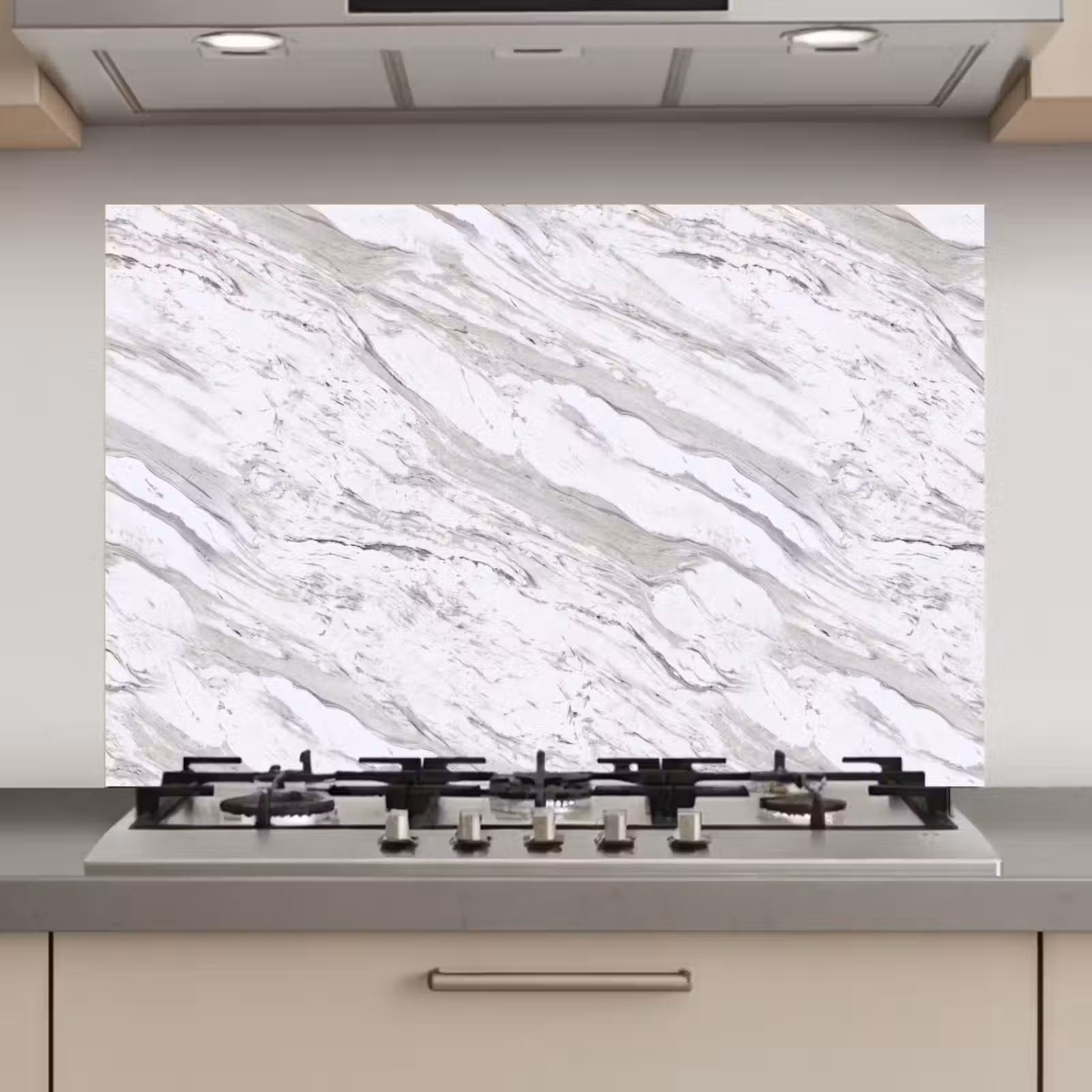 Spatscherm keuken - Marmer - Wit - Grijsgroen — 1