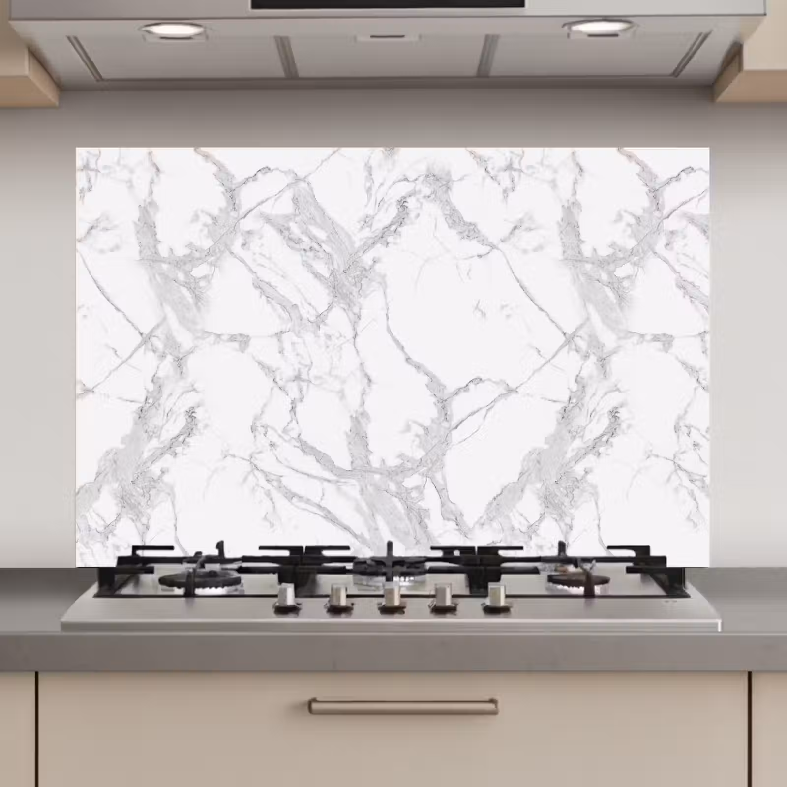 Spatscherm keuken - Marmer - Zuiver - Grijs - Aders — 1