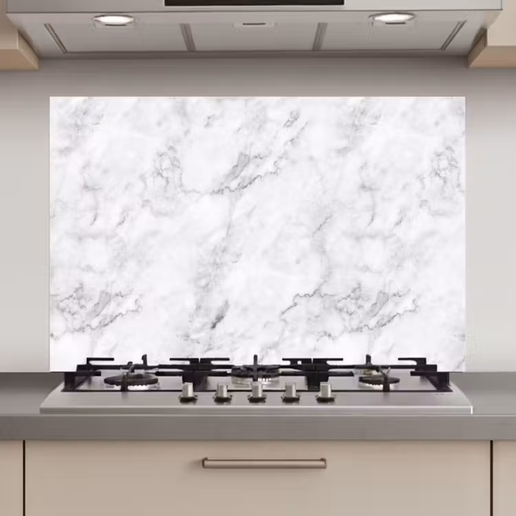 Spatscherm keuken - Klassiek - Marmer - Aders - Grijs — 1