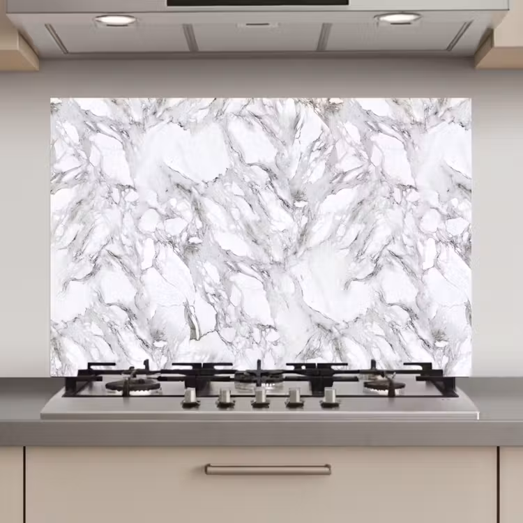 Spatscherm keuken - Marmer - Gelaagd - Brekend - Grijsstructuur — 1