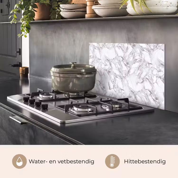 Spatscherm keuken - Marmer - Gelaagd - Brekend - Grijsstructuur — 7