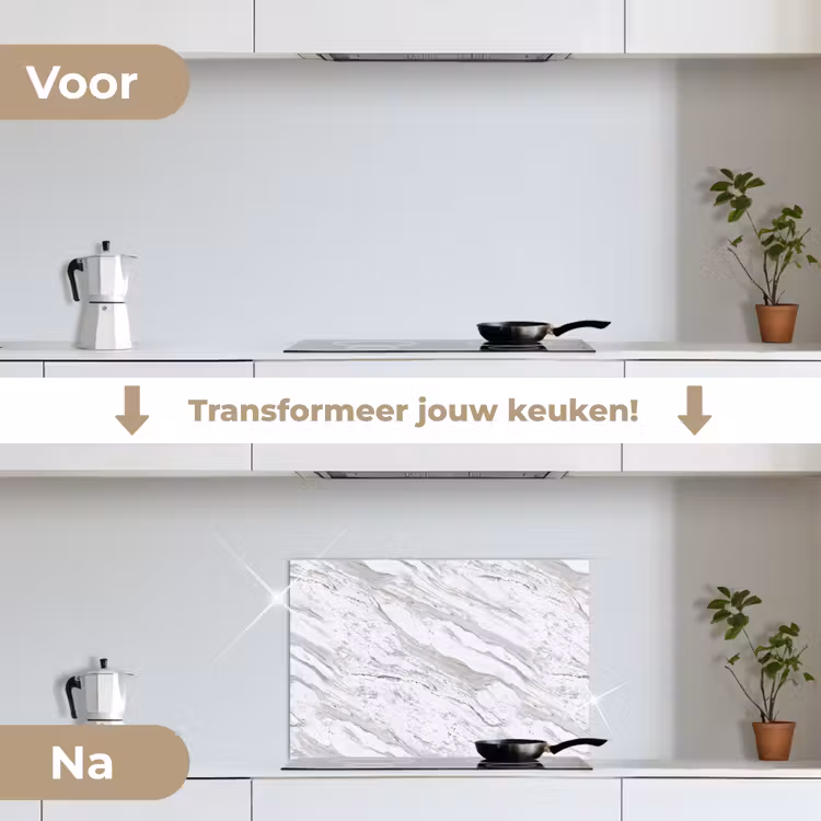 Spatscherm keuken - Marmer - Wit - Grijsgroen — 3