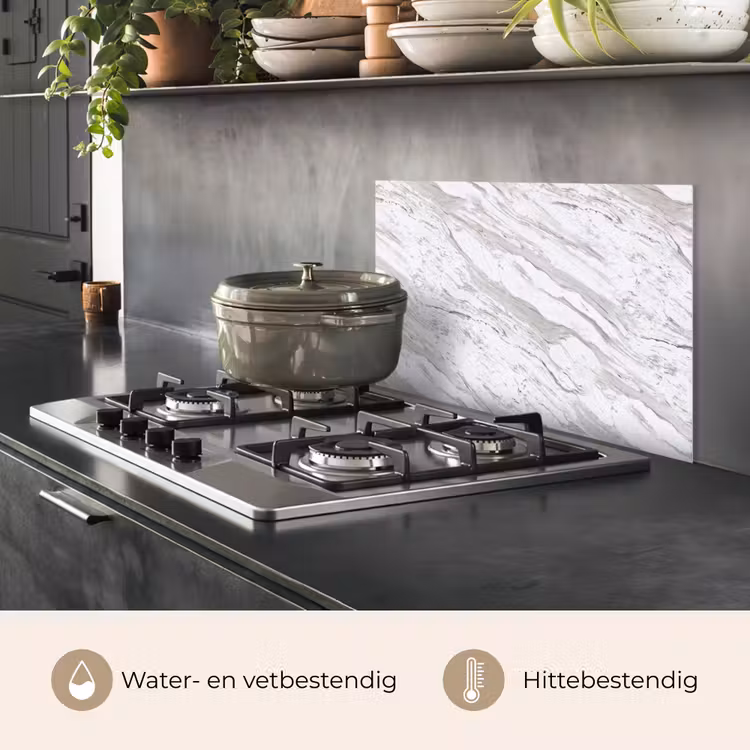 Spatscherm keuken - Marmer - Wit - Grijsgroen — 7