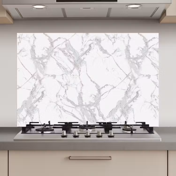 Spatscherm keuken - Marmer - Zuiver - Grijs - Aders — 1