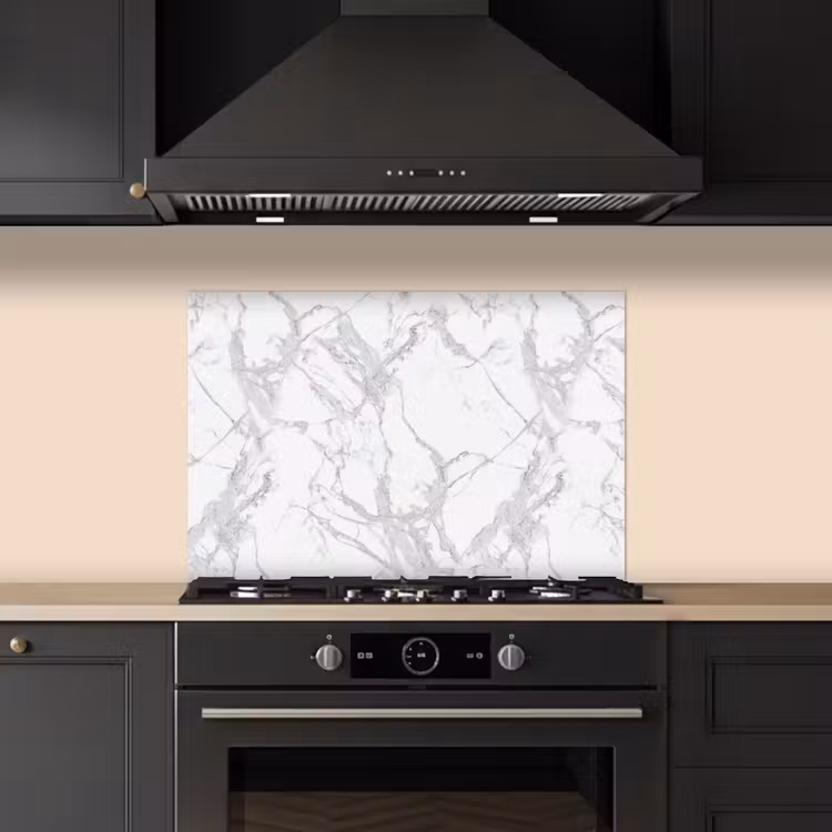 Spatscherm keuken - Marmer - Zuiver - Grijs - Aders — 2