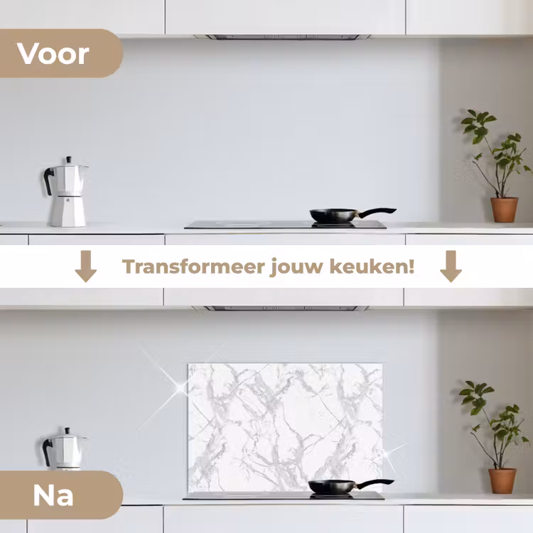 Spatscherm keuken - Marmer - Zuiver - Grijs - Aders — 3